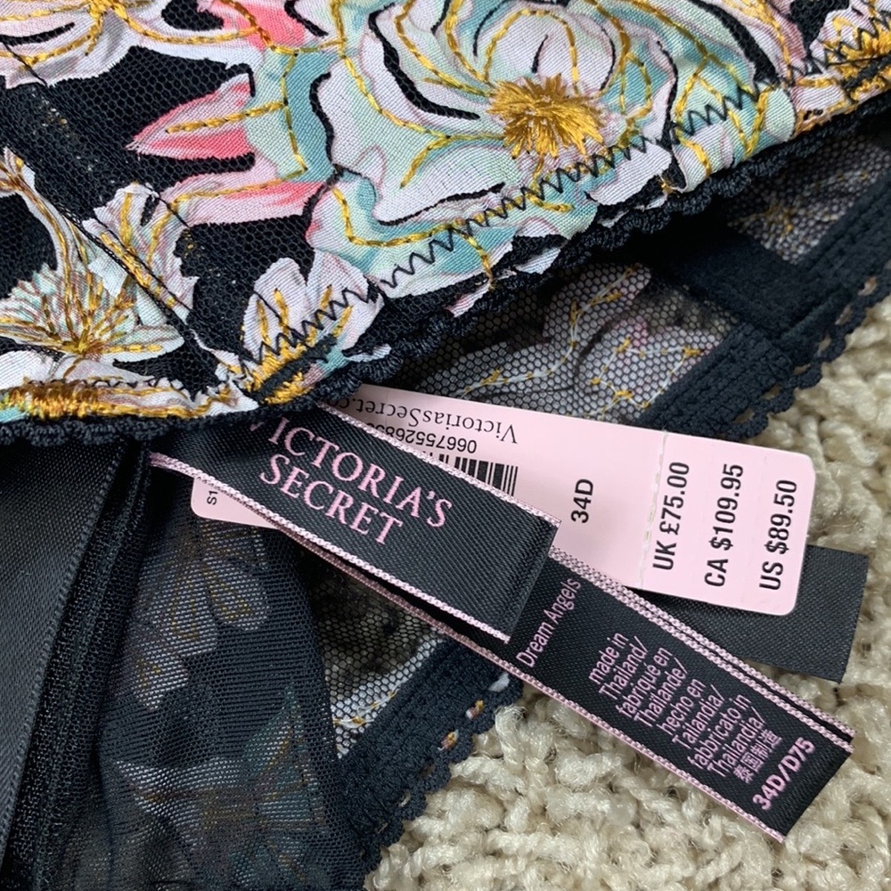 NWT Victoria’s Secret black floral bustier bra top sz 34D - Picture 10 of 10